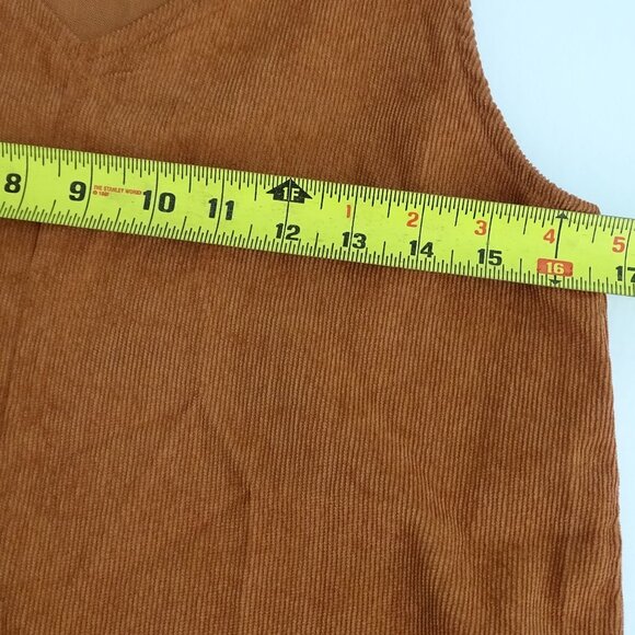 Shein Rust Brown Corduroy Pinafore Jumper Dress Women Size S US 4 Above Knee - Picture 8 of 9